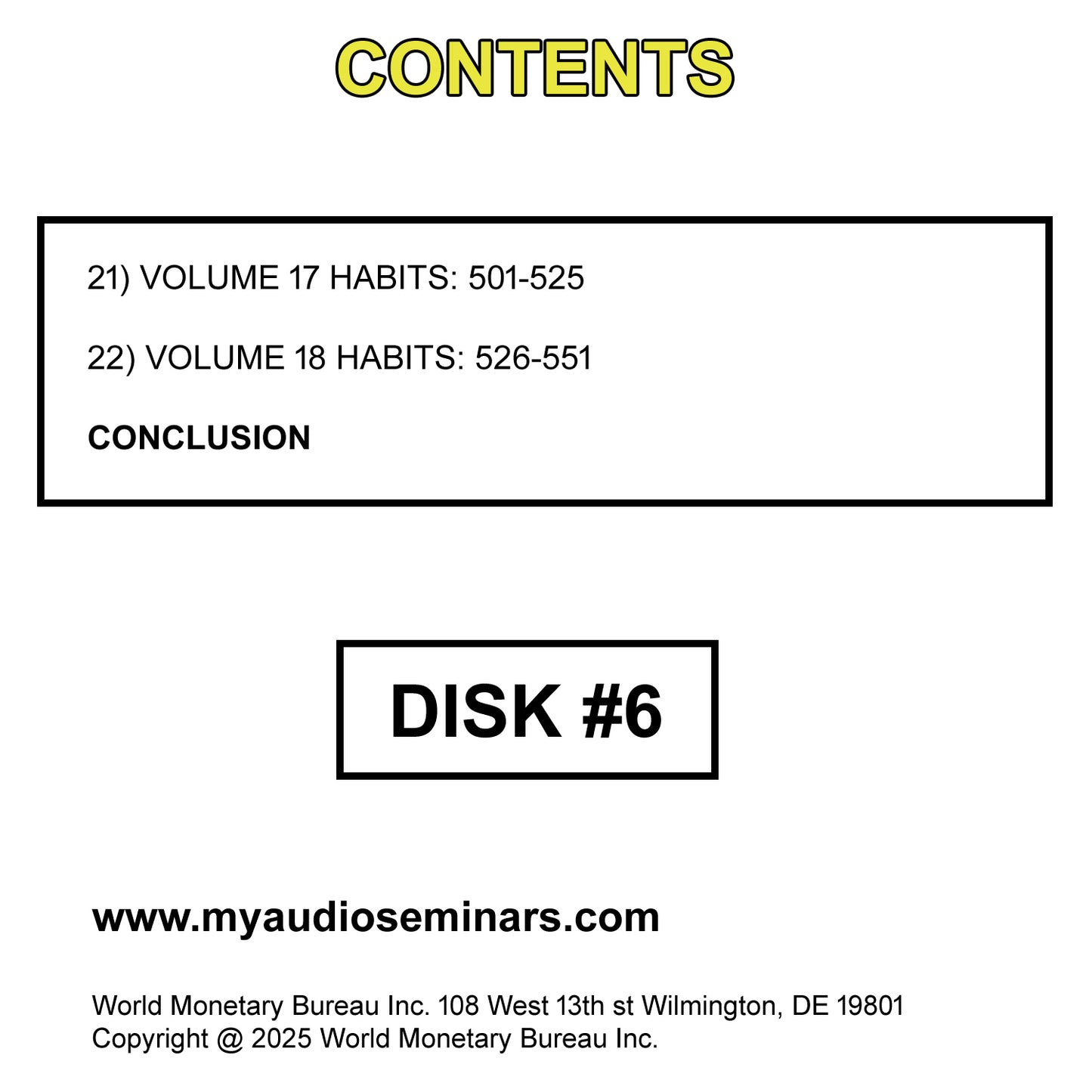 551 HABITS TO LEARN FOR A BETTER LIFE. 6 DISK MP3 AUDIO CD'S. SELF HELP HABITS.