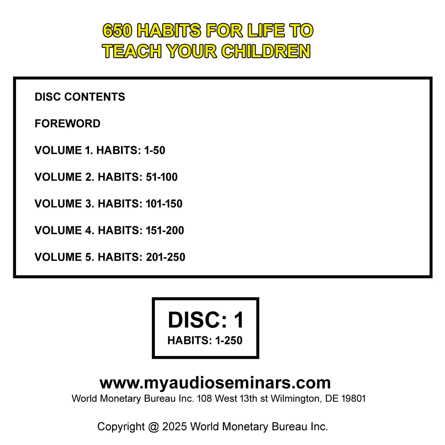 650 HABITS FOR LIFE TO TEACH YOUR CHILDREN 3 DISK CD MP3 AUDIO. SELF HELP HABITS.