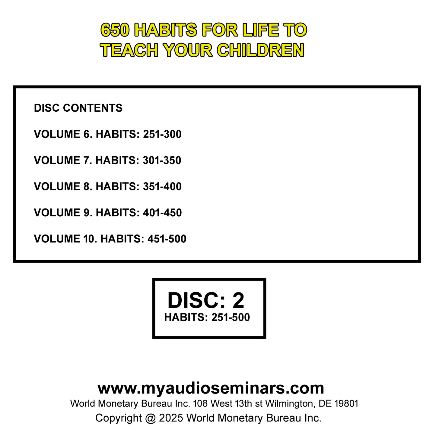 650 HABITS FOR LIFE TO TEACH YOUR CHILDREN 3 DISK CD MP3 AUDIO. SELF HELP HABITS.