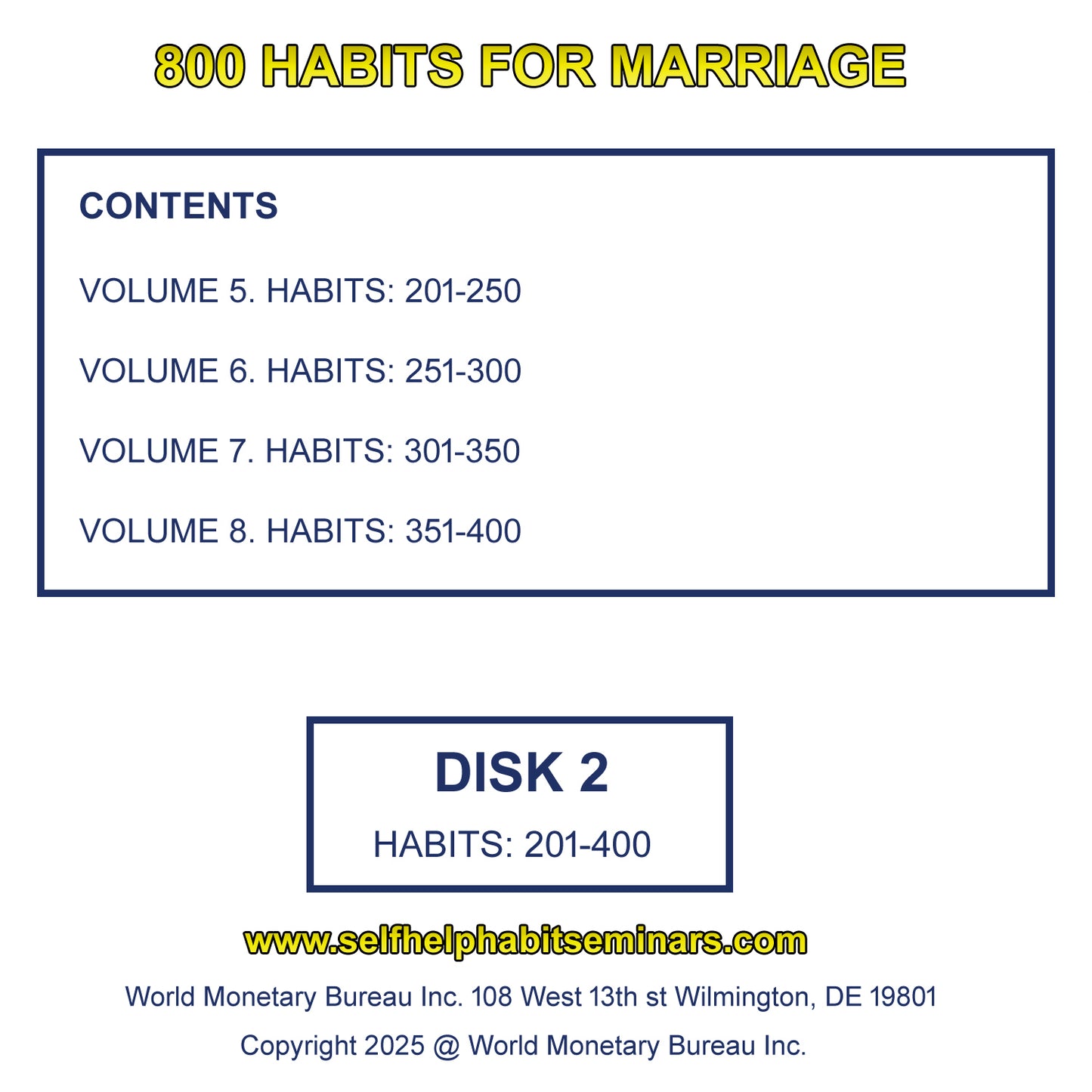 800 HABITS FOR MARRIAGE. 4 DISK MP3 AUDIO CD. SELF HELP HABITS.